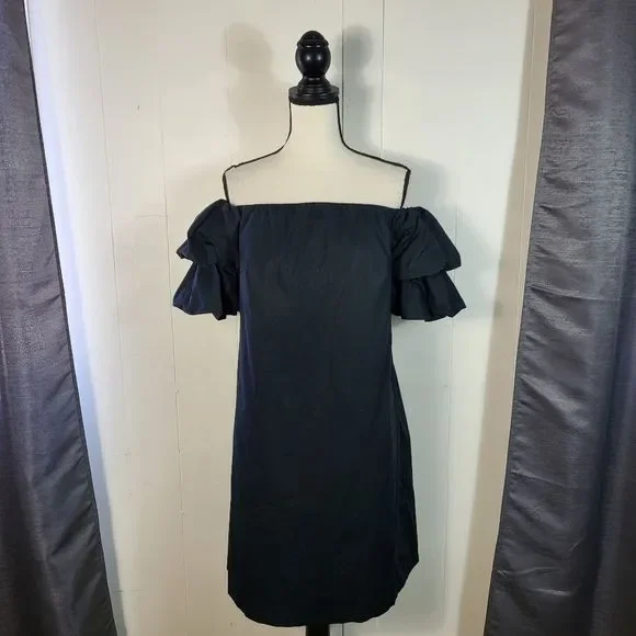 simple black off shoulder dress Elegant Elena Maxi Dress in Black